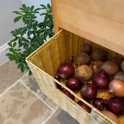 Wooden Vegetable and Potato Store with Wicker Style Baskets