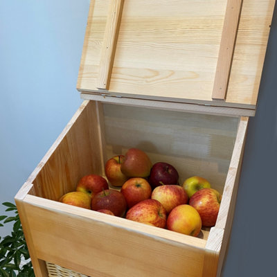 Wooden Vegetable and Potato Store with Wicker Style Baskets