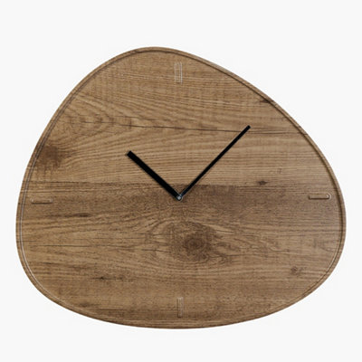 Wooden Wall Clock Mid-Century Modern Scandi Style Asymetrical Retro Style Analogue Clock