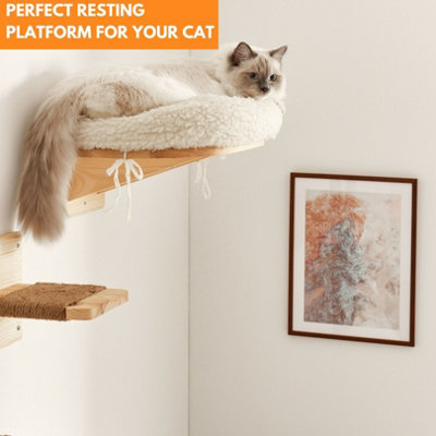 Wall Mount Large Cat Bed, Free Floating Design, Handmade Padded Plush Sherpa Pet Bed for Wall & popular Window, Kitty Condo Furniture Play Accessory