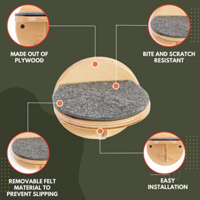 Wooden Wall Mounted Cat Steps Set Of 4 Natural Round Post Steps with ...