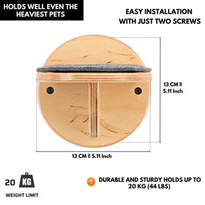 Wooden Wall Mounted Cat Steps Set Of 4 Natural Round Post Steps with ...