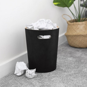 Wooden Waste Paper Bin Black - Recycling