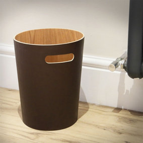 Wooden Waste Paper Bin Brown - Recycling