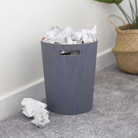 Wooden Waste Paper Bin Grey - Recycling