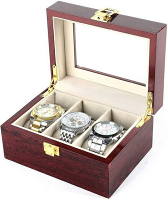 Wooden Watch Display Storage Box Jewelry Collection Organizer Case with ...