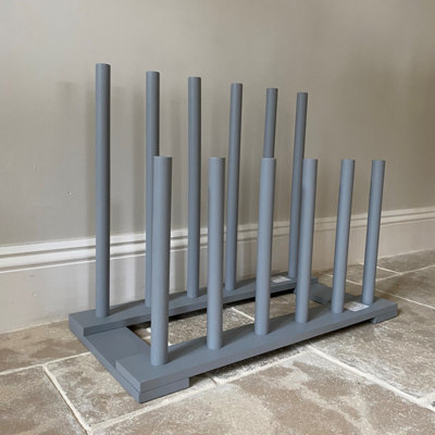 Wooden Welly Boot Rack Organiser in Light Grey (6 Pairs)