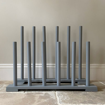 Wooden Welly Boot Rack Organiser in Light Grey (6 Pairs) - 4