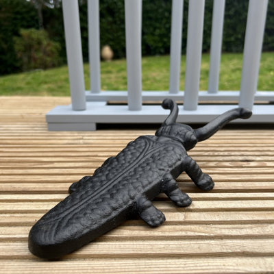 Wooden Welly Boot Rack Organiser in Light Grey with Two Cast Iron Beetle Boot Jacks - 4