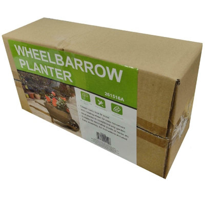 Wooden Wheel Barrow Planter Garden Plant Pot Stand Wood Raised Bed ...