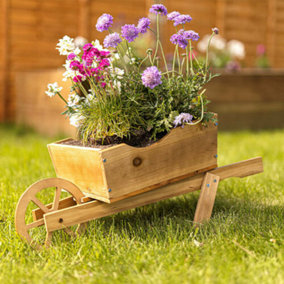 Wooden Wheelbarrow Garden Flower Planter