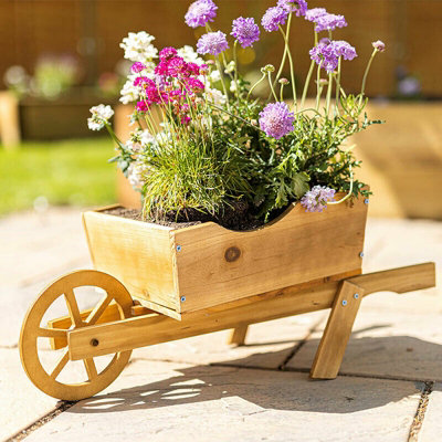 Wooden Wheelbarrow Garden Flower Planter
