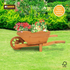 Wooden Wheelbarrow Planter - Outdoor Garden Plants & Flowers 1214