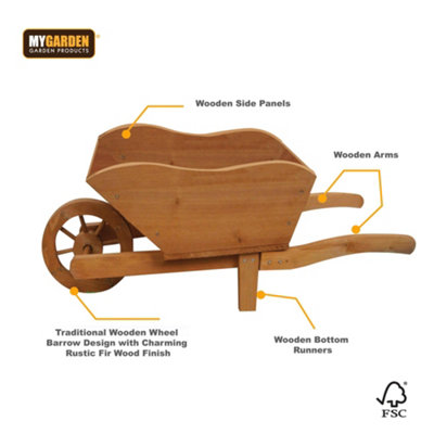 Wooden Wheelbarrow Planter - Outdoor Garden Plants & Flowers 1214