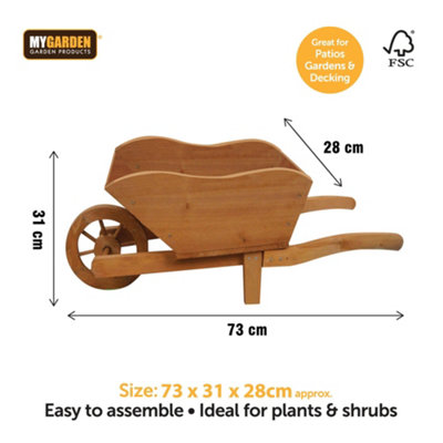 Wooden Wheelbarrow Planter - Outdoor Garden Plants & Flowers 1214 - 3