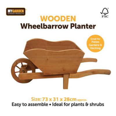 Wooden Wheelbarrow Planter - Outdoor Garden Plants & Flowers 1214 - 4