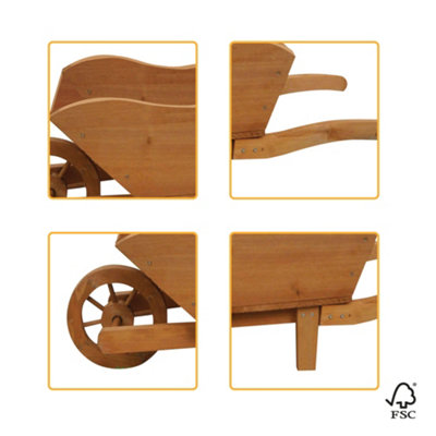 Wooden Wheelbarrow Planter - Outdoor Garden Plants & Flowers 1214 - 5