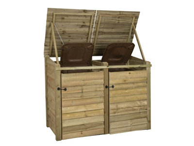 Wooden Wheelie Bin Store (Double, Light green (Natural)