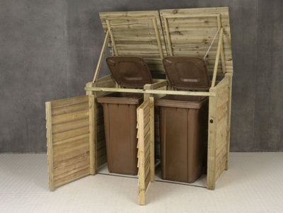 Wooden Wheelie Bin Store (Double - 3