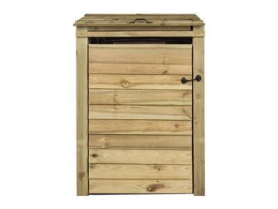 Wooden Wheelie Bin Store (Single, Light green (Natural), With Recycling Shelf)
