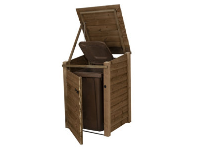 Wooden Wheelie Bin Store (Single, Rustic Brown)