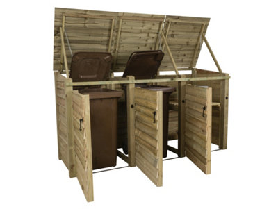 Wooden Wheelie Bin Store (Triple