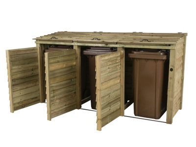 Wooden Wheelie Bin Store (Triple - 3