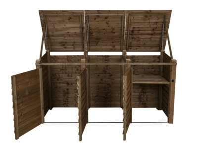 Wooden Wheelie Bin Store (Triple - 3