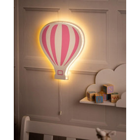 Wooden White and Pink LED Night Light Childrens Room Battery Powered Light