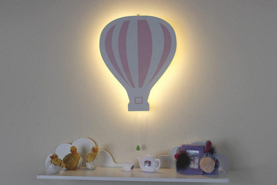 Wooden White and Pink LED Night Light Childrens Room Battery Powered Light - 3