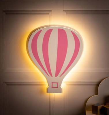 Wooden White and Pink LED Night Light Childrens Room Battery Powered Light - 4