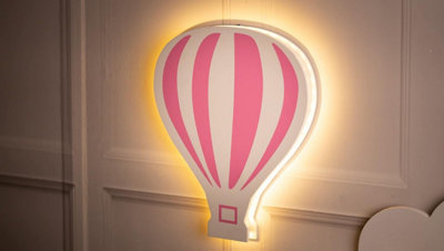 Wooden White and Pink LED Night Light Childrens Room Battery Powered Light - 7
