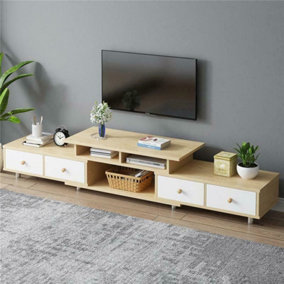 Wooden Wide White Oak TV Cabinet Stand Cupboard Unit Lowboard Table Furniture