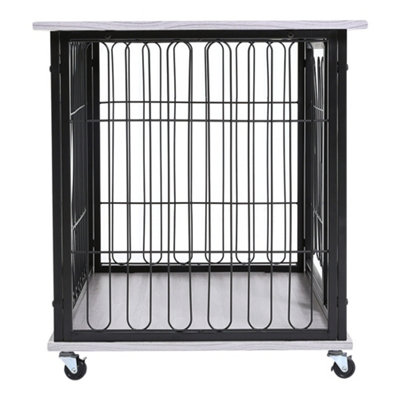 Wooden Wire Dog House Dog Kennel Dog Crate with Tray and Castors 980x650x680mm