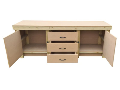 Wooden work bench with drawers and double lockable cupboard (V.8) (H-90cm, D-70cm, L-210cm)