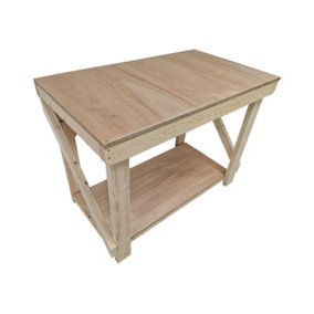 Wooden workbench 18mm eucalyptus hardwood top , kiln-dry work station (H-90cm, D-70cm, L-120cm)