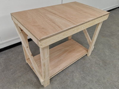 Wooden workbench 18mm eucalyptus hardwood top , kiln-dry work station (H-90cm, D-70cm, L-180cm)