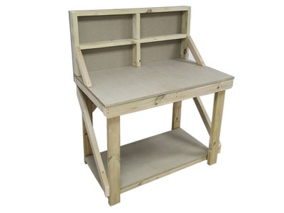 Wooden workbench 18mm uniMDF Moisture resistant top (H-90cm, D-70cm, L-240cm) with back panel
