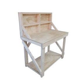 Wooden workbench, superior strength 18mm plywood top (H-90cm, D-70cm, L-120cm) with back panel