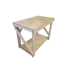 Wooden workbench, superior strength 18mm plywood top (H-90cm, D-70cm, L-120cm)