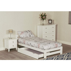 Wooden Xiamen Bed, Slatted Bed Frame, Guest Bed, Bedroom Furniture - White 3FT