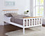 Woodford Single White and Oak Finish Wooden Bed Shaker Style Headboard Classic Frame Solid Pine Wood