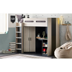 Woodgrain and Anthracite Highsleeper - Single 3ft (90cm)