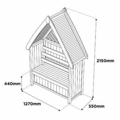 Woodhaw Timber Carsington Storage Arbour With 2 Seater Hammock - L 1270 mm x W 550 mm x H 2150 mm - 4
