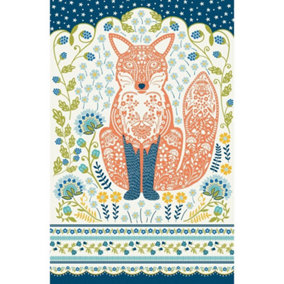 Woodland Fox Animal Print 100% Cotton Tea Towel