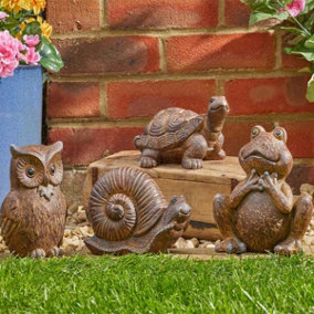 Woodland Pals Turtle Frog Owl Snail Garden Ornament Decorations