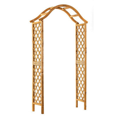 Woodland Wooden Garden Arch - Decorative Outdoor Climbing Plant Support Trellis Arbour Archway - H221 x W114 x D40cm