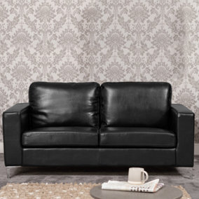 Woodleigh 3 Seat Bonded Leather Sofa - Black