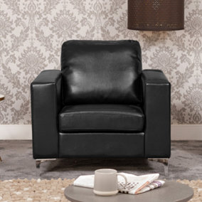 Woodleigh Bonded Leather Armchair - Black
