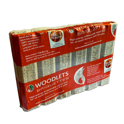 Woodlet Ready to Burn Firepit Pizza Oven Stove Eco Fuel Log Sawdust Briquettes 1 x 6 Pack